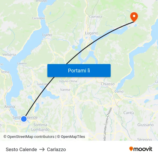Sesto Calende to Carlazzo map