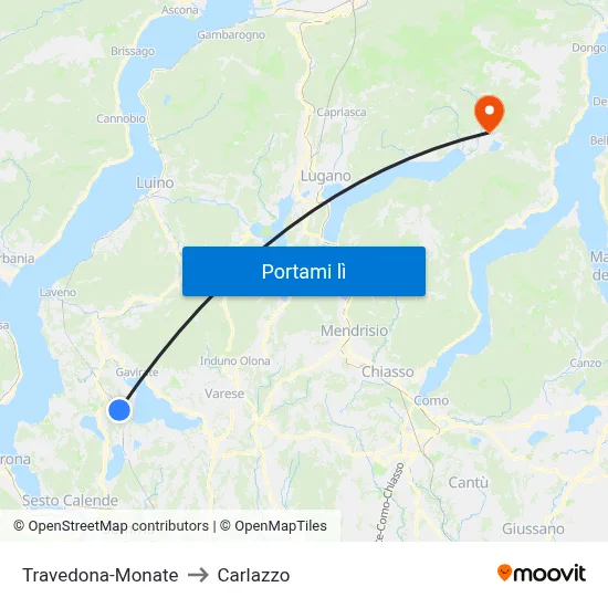 Travedona-Monate to Carlazzo map