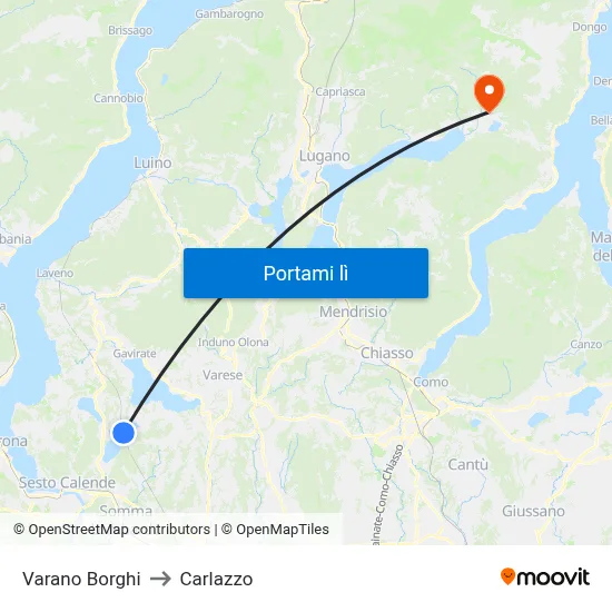 Varano Borghi to Carlazzo map