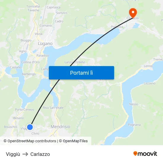Viggiù to Carlazzo map