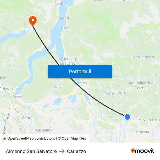 Almenno San Salvatore to Carlazzo map