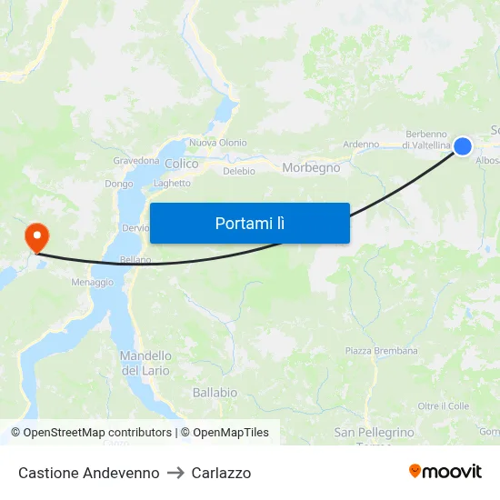 Castione Andevenno to Carlazzo map
