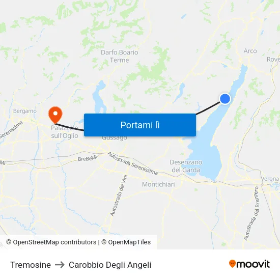 Tremosine to Carobbio Degli Angeli map