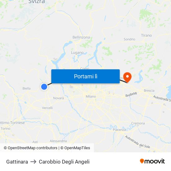 Gattinara to Carobbio Degli Angeli map