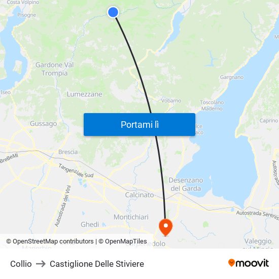 Collio to Castiglione Delle Stiviere map