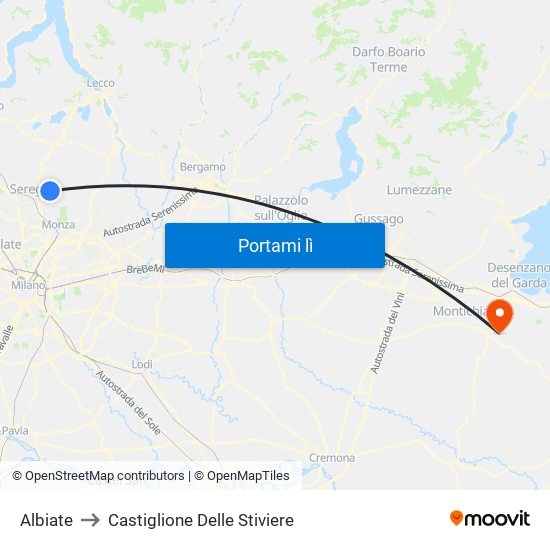 Albiate to Castiglione Delle Stiviere map