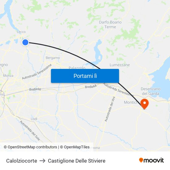 Calolziocorte to Castiglione Delle Stiviere map