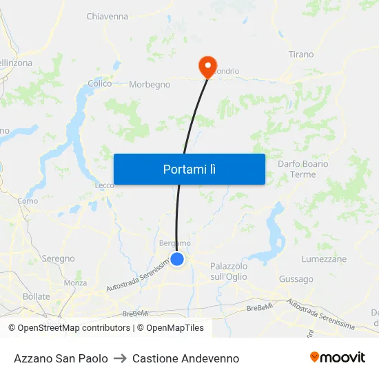 Azzano San Paolo to Castione Andevenno map