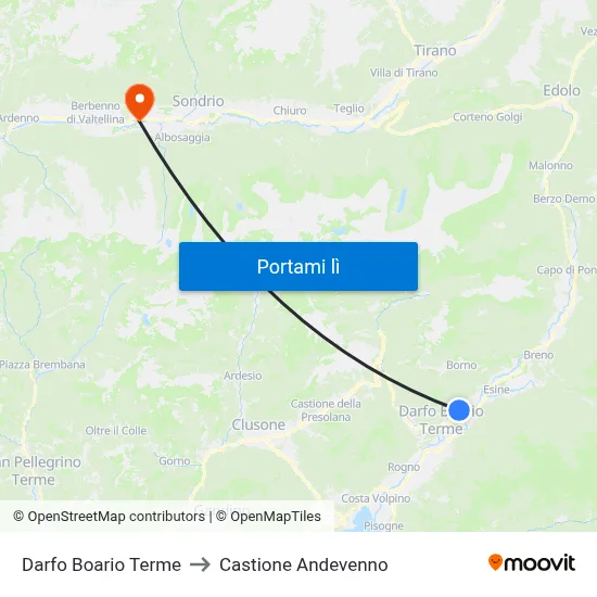 Darfo Boario Terme to Castione Andevenno map