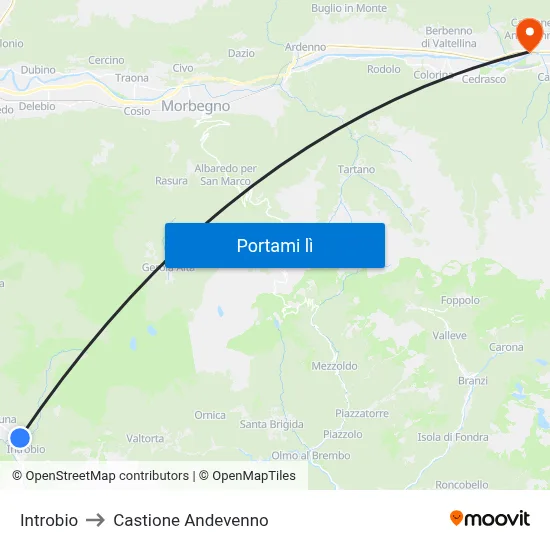Introbio to Castione Andevenno map