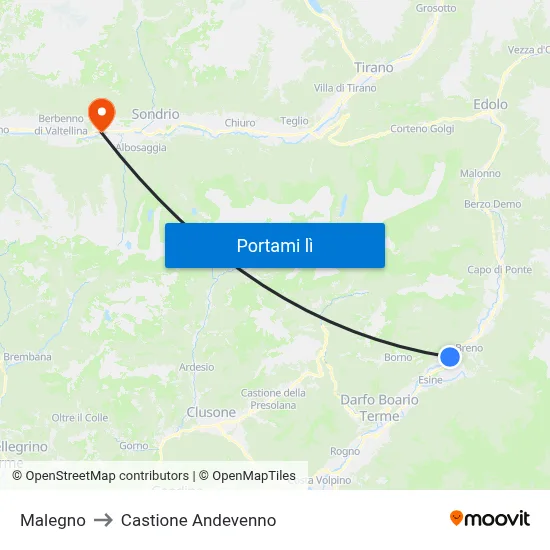 Malegno to Castione Andevenno map