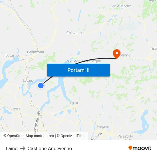 Laino to Castione Andevenno map