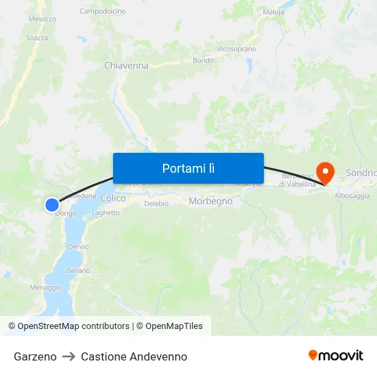 Garzeno to Castione Andevenno map