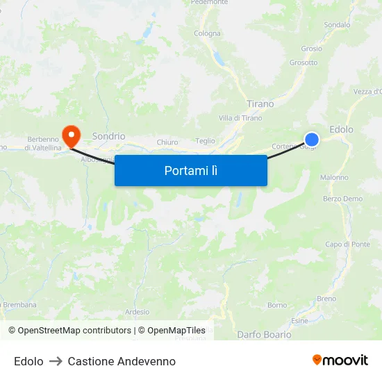 Edolo to Castione Andevenno map