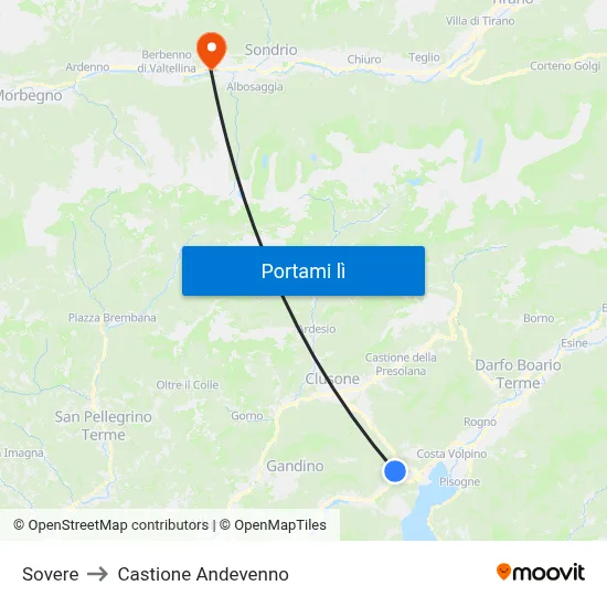Sovere to Castione Andevenno map
