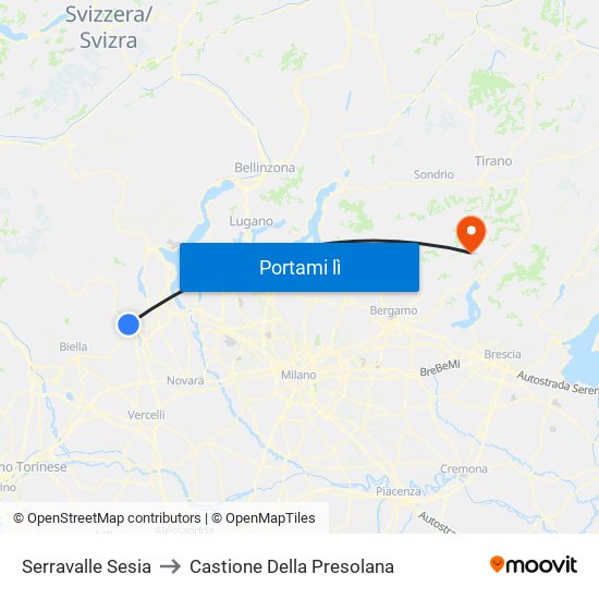 Serravalle Sesia to Castione Della Presolana map