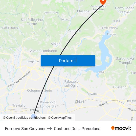 Fornovo San Giovanni to Castione Della Presolana map