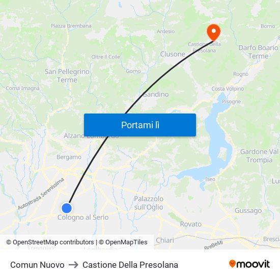 Comun Nuovo to Castione Della Presolana map