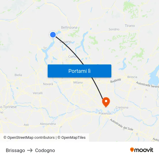 Brissago to Codogno map