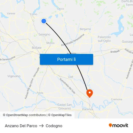 Anzano Del Parco to Codogno map