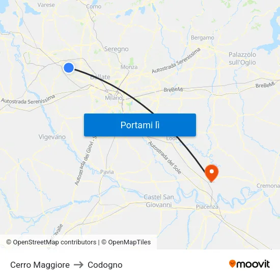 Cerro Maggiore to Codogno map