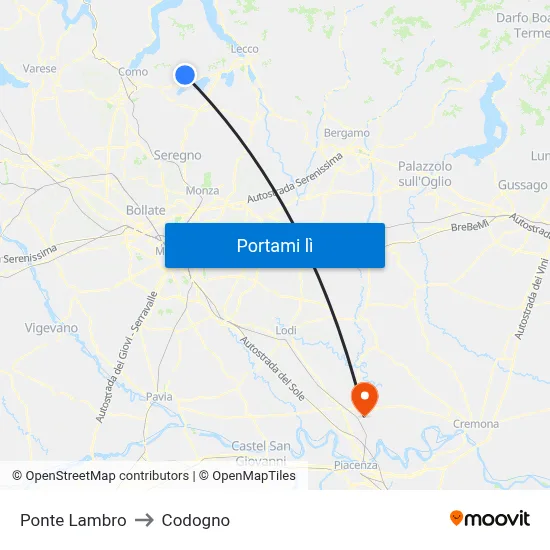 Ponte Lambro to Codogno map