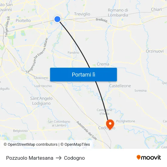 Pozzuolo Martesana to Codogno map