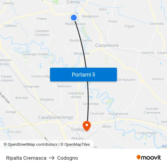 Ripalta Cremasca to Codogno map