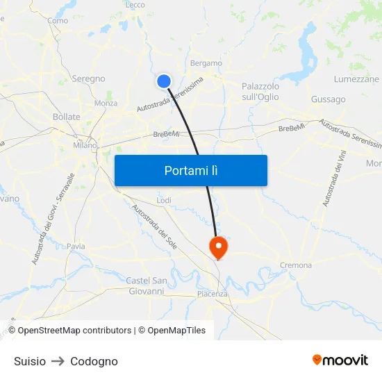 Suisio to Codogno map