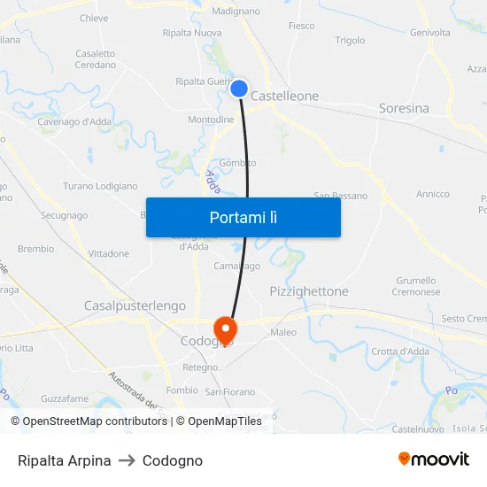 Ripalta Arpina to Codogno map