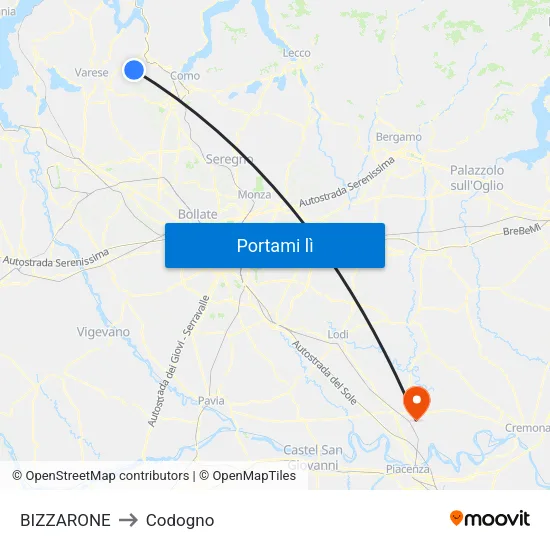 BIZZARONE to Codogno map