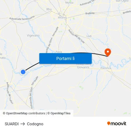 SUARDI to Codogno map