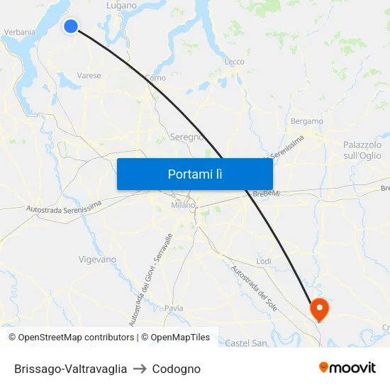 Brissago-Valtravaglia to Codogno map