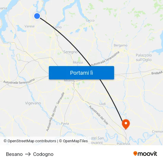 Besano to Codogno map