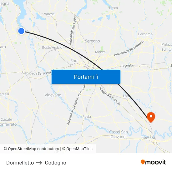Dormelletto to Codogno map