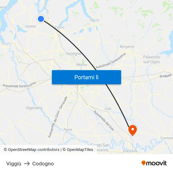 Viggiù to Codogno map