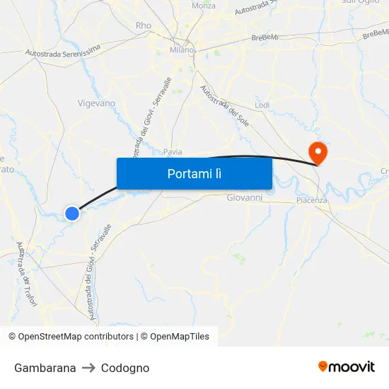 Gambarana to Codogno map