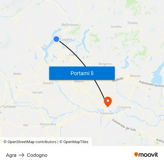 Agra to Codogno map