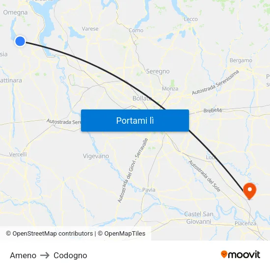 Ameno to Codogno map