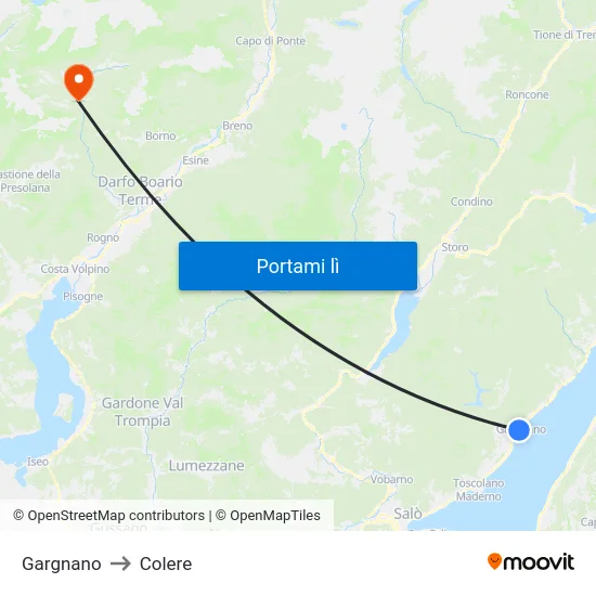 Gargnano to Colere map