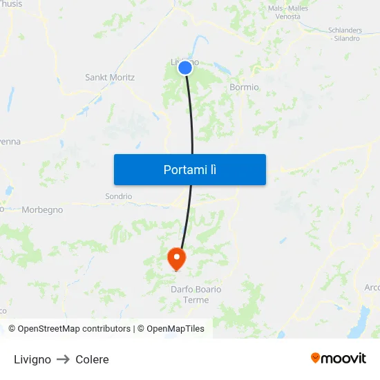 Livigno to Colere map