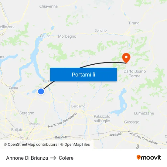 Annone Di Brianza to Colere map