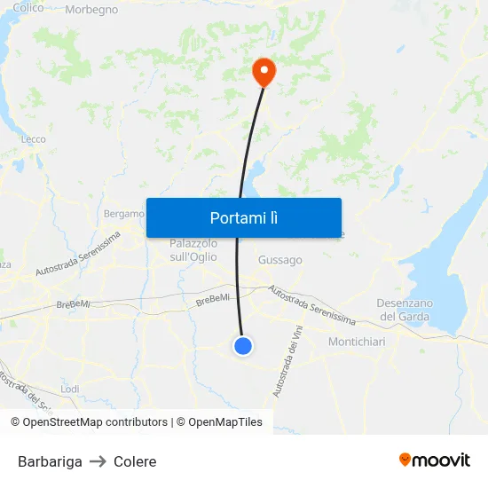 Barbariga to Colere map
