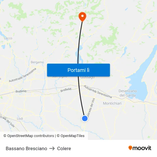 Bassano Bresciano to Colere map