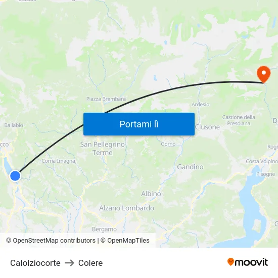 Calolziocorte to Colere map