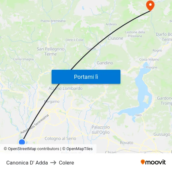 Canonica D' Adda to Colere map