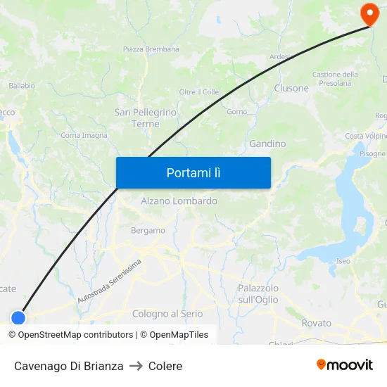 Cavenago Di Brianza to Colere map