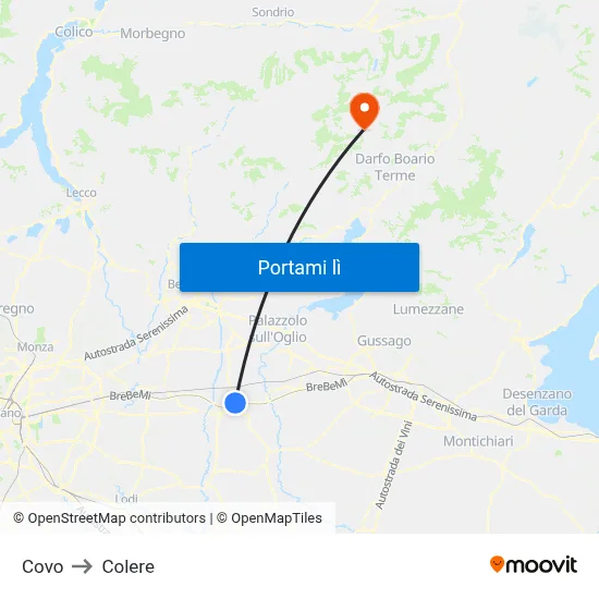Covo to Colere map