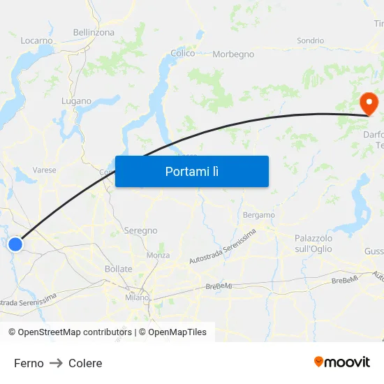 Ferno to Colere map