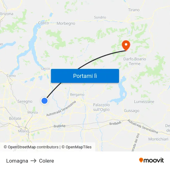 Lomagna to Colere map